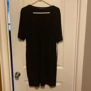 Apt. 9 Black Sheath Midi Dress with Cuffed Short Sleeves